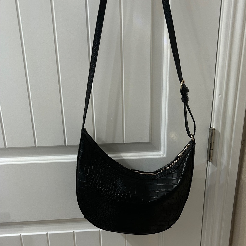 a new day Black Croc-Textured Shoulder Bag Brand new never used